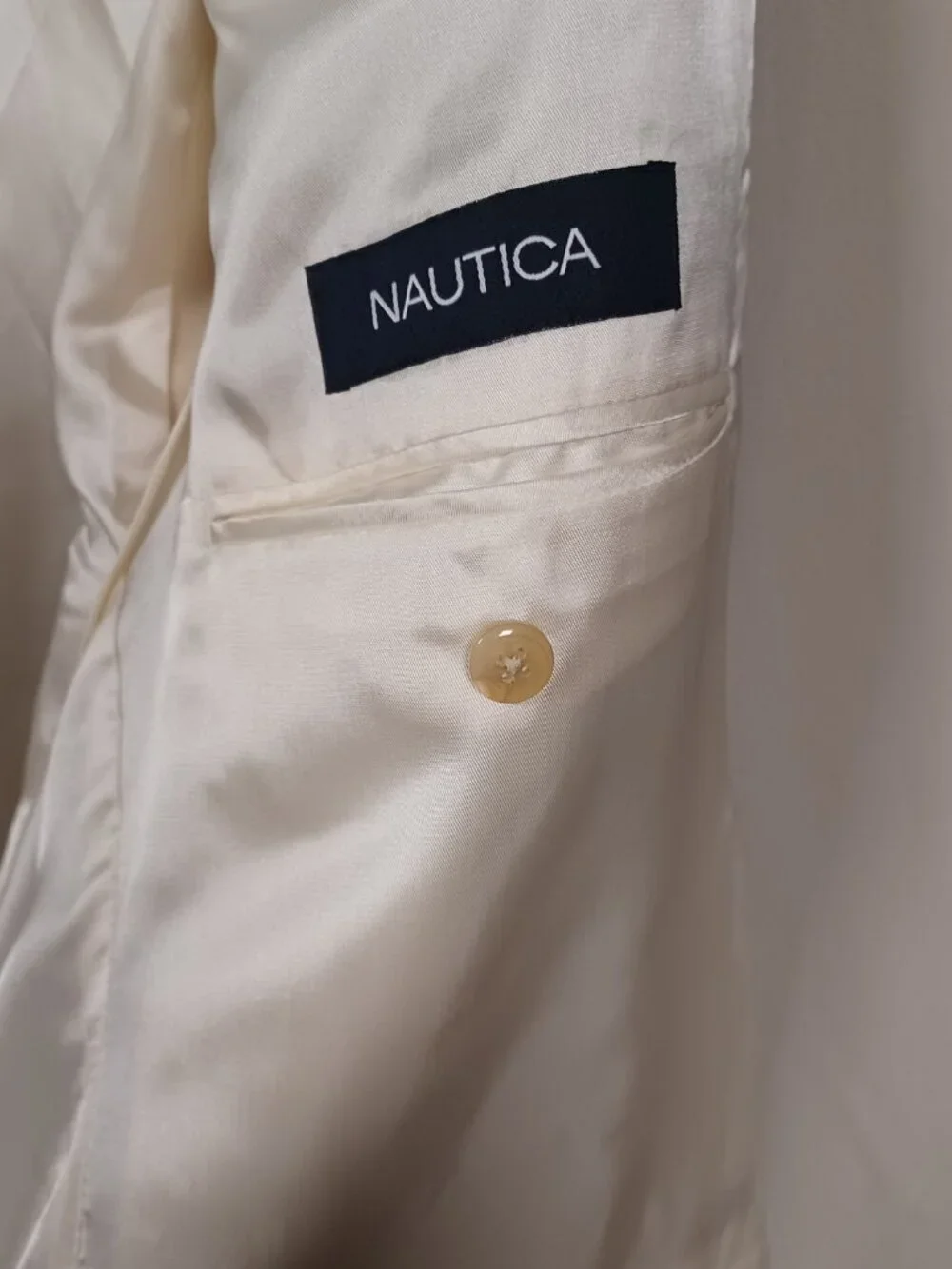 Nautica Blazer Men's 44R Beige Sport Coat Jacket Casual Business Silk